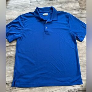 PGA Tour Men's Solid Blue Golf Polo Shirt Casual Short Sleeve in Size Large